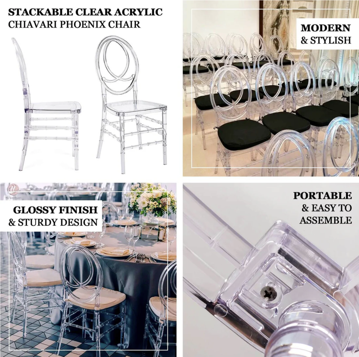 Clear Infinity Chair For Events – Cushion Included